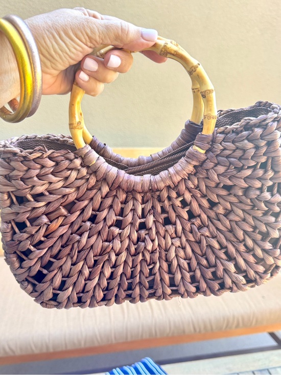 Handbags - White Stag Woven Straw Bag Bamboo Handle Coastal Grandma Purse NWOT